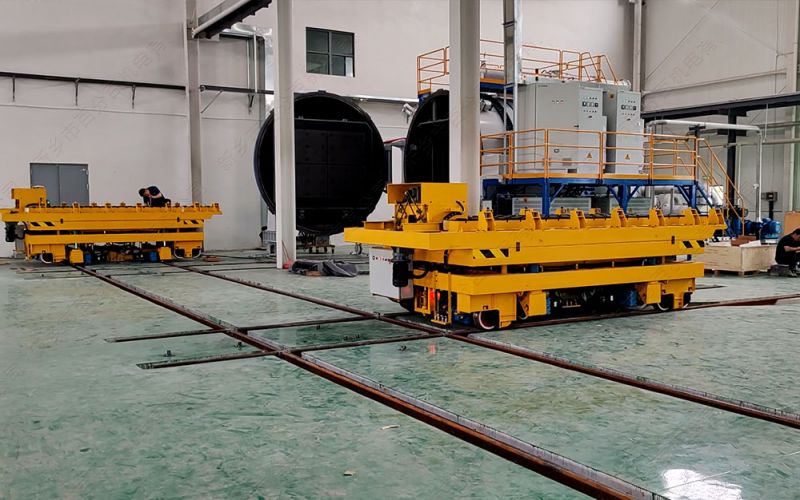 真空爐、烘干爐重型物料流轉(zhuǎn)利器——平移換軌地平車